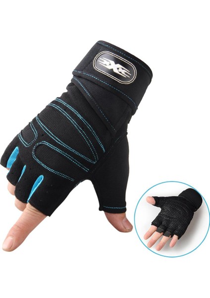 Açık Mavi Stil L Beden Gym Gloves Sports Exercise Weight Lifting Gloves Body Building Training Sport Fitness Gloves Men Women For Fiting Cycling (Yurt Dışından)