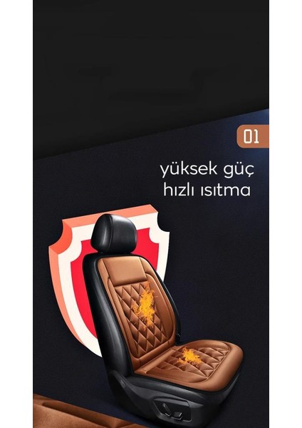 12V Araç Içi Isıtmalı Koltuk Minderi, Koltuk Kılıf Koruyuculu Isıtmalı Tüm Araçlara Uyumlu Minder