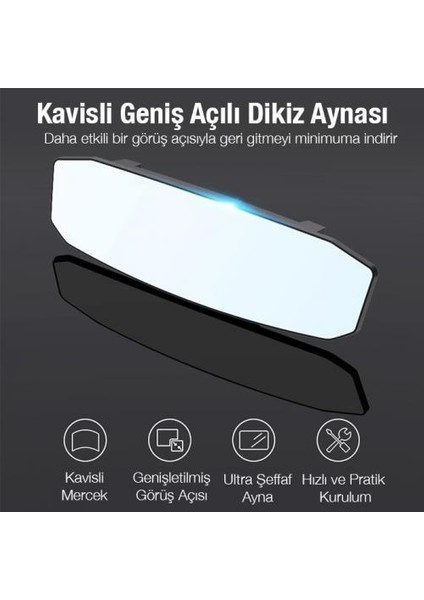 30X9 cm Ultra Geniş Araç Içi Geniş Açılı Araç Dikiz Aynası, Kavisli, Genişletilmiş Açılı Ayna