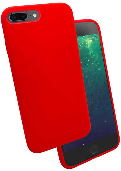 iPhone 7 Plus - Uyumlu Wowcase Silk Silikon-Kırmızı