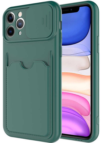 iPhone 11 Pro - Uyumlu ​wowcase Kartix Kapak-Koyu Yeşil