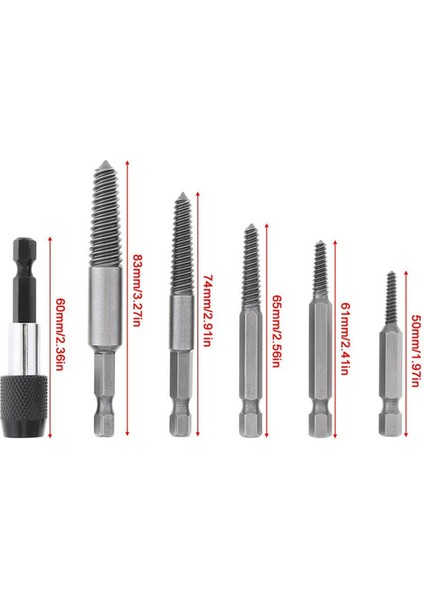 gr 6 Adet Elektrikli Cıvata Sökücü Vida Çıkarıcı 60MM Hex Shank Anahtarı Çıkarma Aracı Seti Kırık Hasarlı Cıvata Saplama (Yurt Dışından) fırsatları