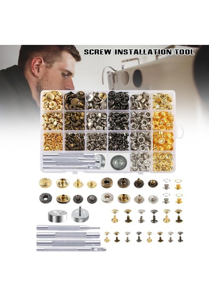 400 Adet 6/8/12.5mm Deri Snap Düğmesi Seti Bağlantı Elemanı Perçin Kurulum Aracı (Yurt Dışından)