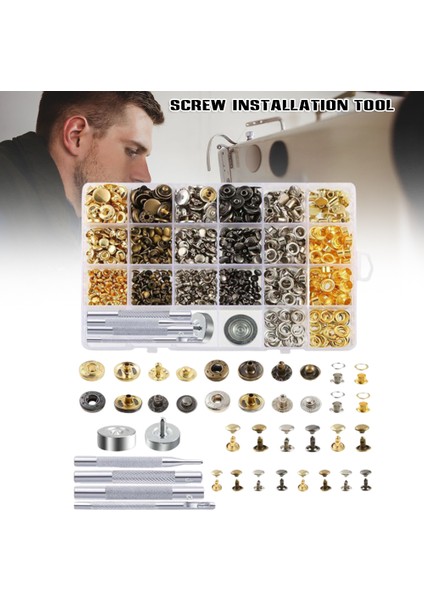 400 Adet 6/8/12.5mm Deri Snap Düğmesi Seti Bağlantı Elemanı Perçin Kurulum Aracı (Yurt Dışından) fiyatları