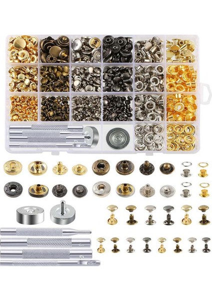 400 Adet 6/8/12.5mm Deri Snap Düğmesi Seti Bağlantı Elemanı Perçin Kurulum Aracı (Yurt Dışından) modelleri