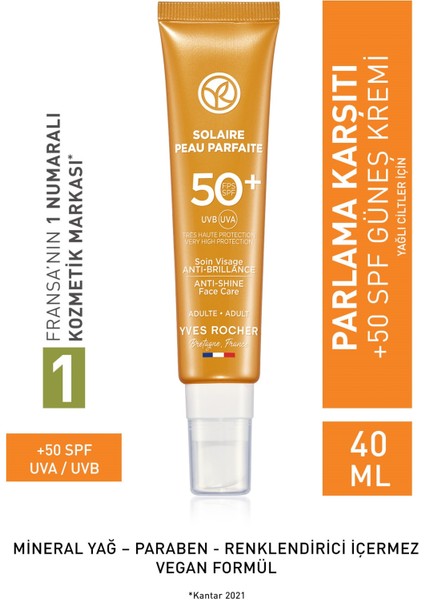 Spf 50 Yüksek Korumalı Parlama ve Leke Karşıtı Yüz Güneş Kremi/solaire Peau Parfaite-40