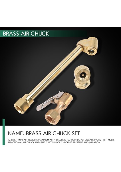 Paket Ağır Hizmet Tipi Pirinç Hava Mandreni Seti, 1/4 Inç Pirinç Hava Mandreni Lastik Şişirme Göstergesi Kompresörü Aksesuarları (Yurt Dışından) modelleri