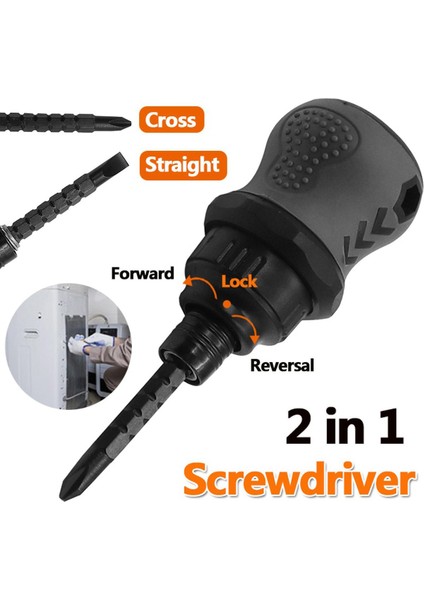 Dası 2 In 1 Tornavida Çift Kullanımlı Çapraz Düz Tornavida Esnek Cırcır Tornavida Tamir El Aletleri (Yurt Dışından)