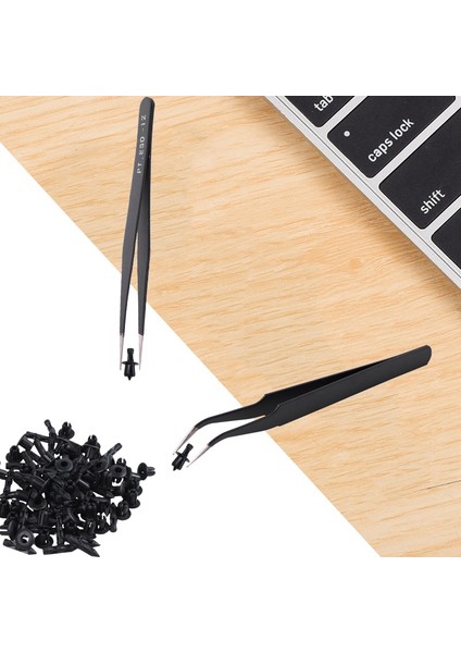 4x Art Rhinestones Kirpik Uzatma Düz ve Kavisli Cımbız Alet Seti-Siyah (Yurt Dışından) fırsatları