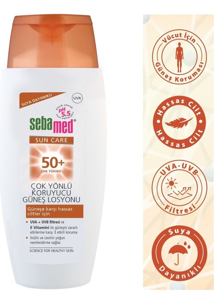 Sun Care 50+ Güneş Losyonu 150 ml Yüz Güneş Kremi