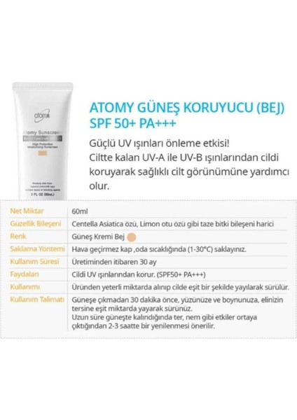 Sunscreen Renkli Güneş Koruyucu SPF50+ Pa+++ (Bej) 60ML - Trendmu