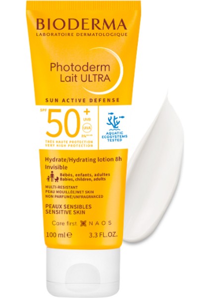 Photoderm Lait Ultra SPF50+ Tüm Ciltler Için Yüksek Koruma Süt Formda Yüz, Vücut Güneş Kre