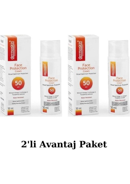 Face Protection Spf 50 Plus 50 ml Güneş Kremi 2'li Avantaj Paket