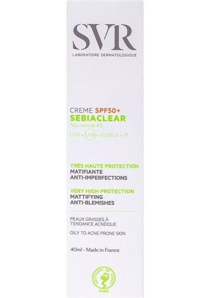 Sebiaclear SPF50 Güneş Kremi 40ML