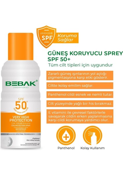 Spf 50+ Uva/uvb Işınlarına Karşı Yüksek Koruma Etkili Güneş Koruyucu Sprey 150 ml