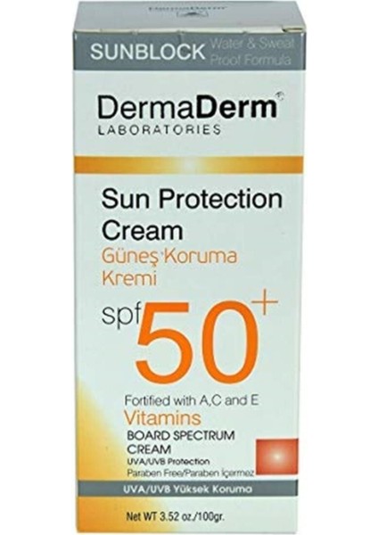 Güneş Koruma Kremi Spf 50 Faktör A, C ve E Vitaminli Parabensiz Uva/uvb Yüksek Koruma 100