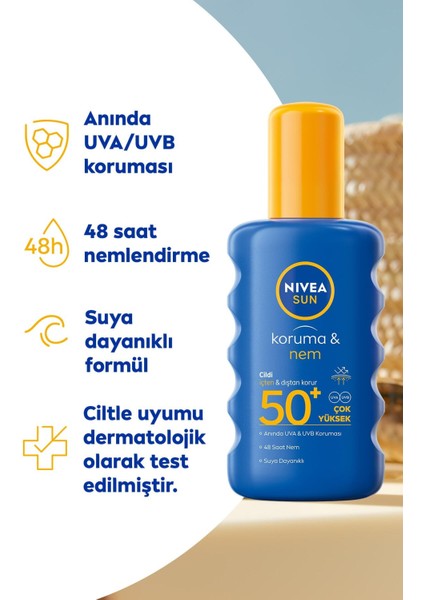 Sun Spf 50 KORUMA&48SAAT Nemlendirme Güneş Kremi 200ML,SIKILAŞTIRICI Bronzlaştırıcı Vücut Los