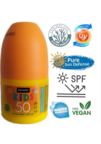 Güneş Kremi Yüksek Korumalı Kids Bebekler ve Çocuklar Için Spf 50 Anında Vegan Roll-On 50 ml