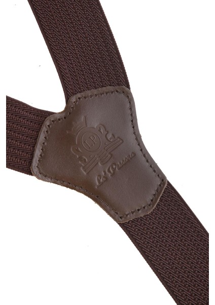 Kahverengi Deri Bağlantılı Düğme Delikli Jakarlı Pantolon Askısı PAN168 fiyatları