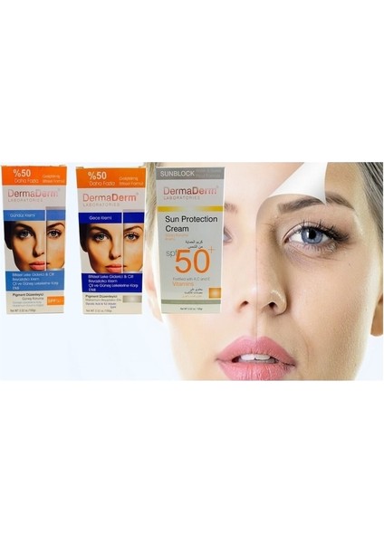 Gündüz Kremi , Gece Kremi ve Güneş Kremi SPF50+