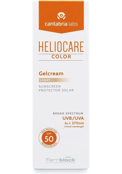 Color Gelcream Light SPF50 Renkli Güneş Kremi 50 ml