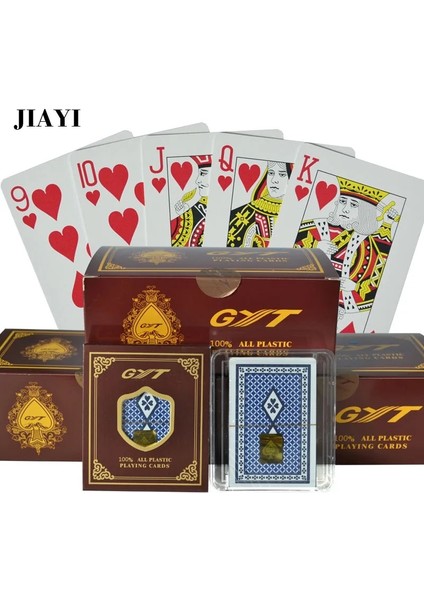 NO986 Kırmızı Stil Jıayı Texas Holdem 100% Plastik Pvc Iskambil Oyunu Poker Kartları Su Geçirmez ve Donuk Cila Gyt Masa Oyunları Poker (Yurt Dışından) fiyatları