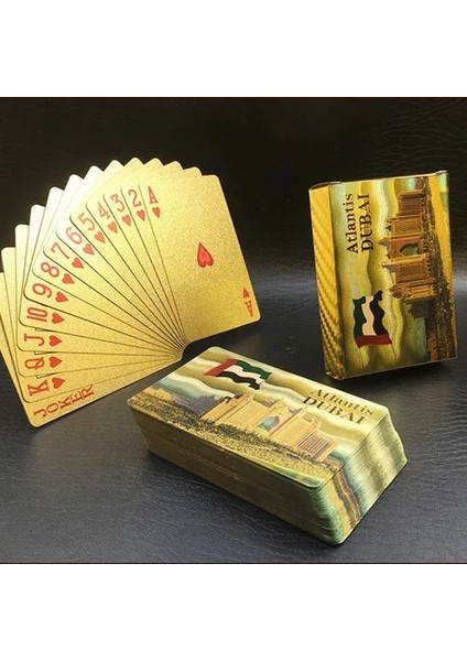 Atlantis Style Yeni Renkli Altın Poker Dubai Manzara Altın Oyun Kartları Suya Dayanıklı Petpvc Plastik Poker Turizm Hatıra Eşyası (Yurt Dışından)