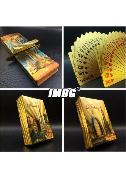Atlantis Style Yeni Renkli Altın Poker Dubai Manzara Altın Oyun Kartları Suya Dayanıklı Petpvc Plastik Poker Turizm Hatıra Eşyası (Yurt Dışından)