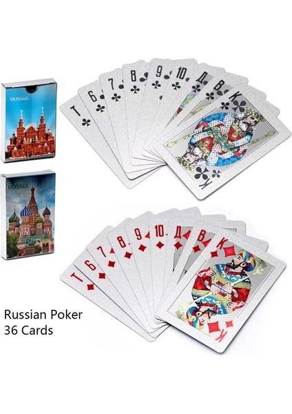 Normal Poker 04 Stili 36 Cardsdeck Russia Poker Seti 24K Altın Folyo Oyun Kartları Plastik Pvc Su Geçirmez Dayanıklı Standart Карты Игральные (Yurt Dışından) indirimleri