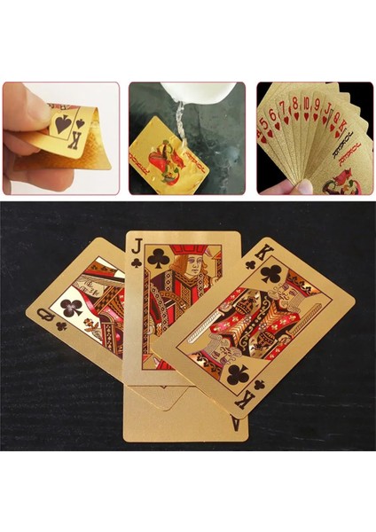 Mavi Stil Su Geçirmez 24K Altın Oyun Kartları Poker Oyunu Lüks Güverte Altın Folyo Poker Seti Plastik Sihirli Kart Kumar Dayanıklı Kartlar Sihirli (Yurt Dışından)