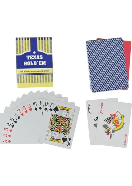 Mavi Stil 100% Plastik Pvc Oyun Kartı Büyük Sayı Oyunu Texas Hold'em Poker Kartları Su Geçirmez ve Mat Cila Aile Poker Masa Oyunu 1 Güverte (Yurt Dışından)
