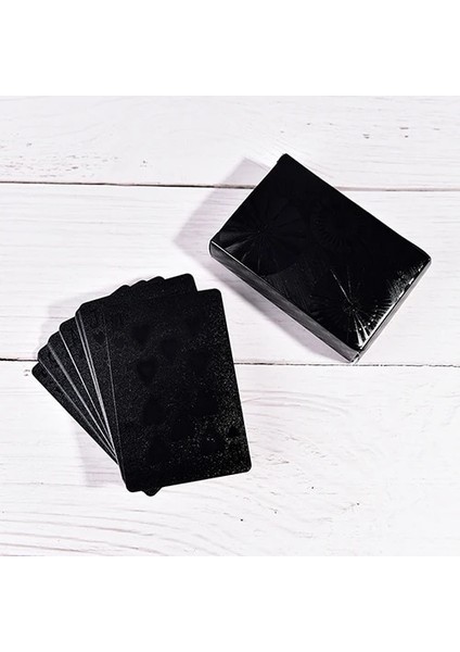 Siyah Stil Hot!1 Set Deck Poker Waterproof Plastic Pvc Playing Cards Set Black Gold Color Poker Card Sets Classic Tricks Tool Poker Games (Yurt Dışından)