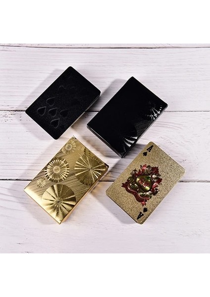 Siyah Stil Hot!1 Set Deck Poker Waterproof Plastic Pvc Playing Cards Set Black Gold Color Poker Card Sets Classic Tricks Tool Poker Games (Yurt Dışından) modelleri
