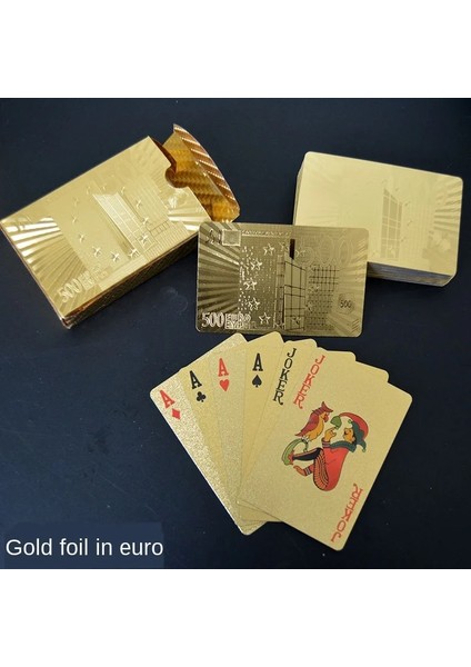 Gösterilen Stil Gibi New Golden Playing Cards Game Luxury Gold Foil Poker Set Plastic Foil Poker Durable Waterproof Cards Gift Collection Table Games (Yurt Dışından)