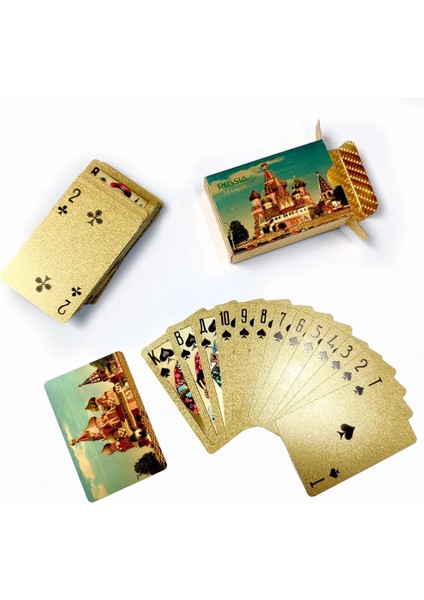 36 Adet-Katedral Tarzı 2022 Yeni Rusya Poker 24K Altın Folyo Oyun Kartları Pvc Plastik Su Geçirmez Dayanıklı Poker Kartları Standart Oyun Kartları (Yurt Dışından) indirimleri