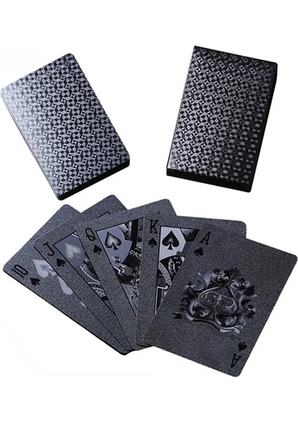 Koyu Gri Tarzı Black Poker Card Plastic Playing Cards Board Games Waterproof Plastic Cards Magic (Yurt Dışından) fırsatları