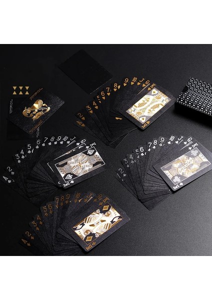 2 Takım Stili 2 Takımlot Poker Plastik Su Geçirmez Yaratıcı Altın Siyah Altın Folyo Iskambil Kartları Masa Oyunu Yıkanabilir Plastik Deste Kartları Poker (Yurt Dışından)