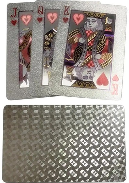 Gümüş Tarzı Gold Playing Cards Poker Game Creative Gold Silver Foil Poker Set Plastic Waterproof Magic Cards For Camping Beach Swimming Pool (Yurt Dışından)