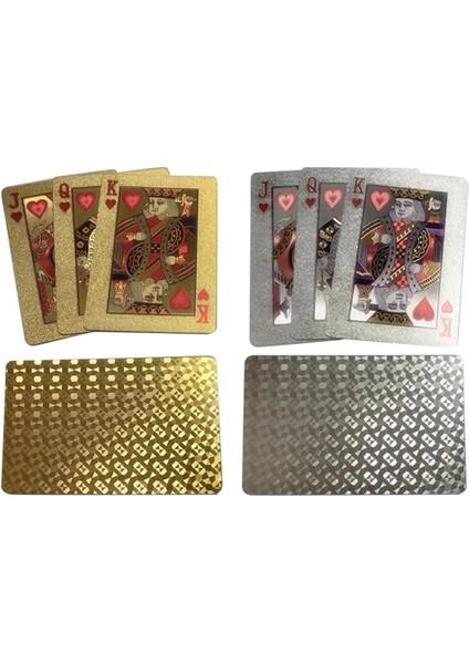Gümüş Tarzı Gold Playing Cards Poker Game Creative Gold Silver Foil Poker Set Plastic Waterproof Magic Cards For Camping Beach Swimming Pool (Yurt Dışından) modelleri