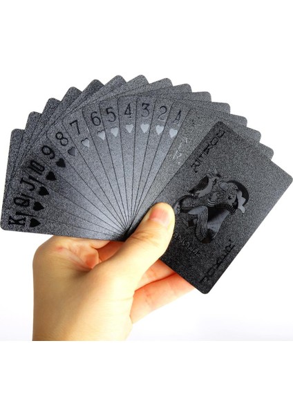 S3 Stili Su Geçirmez Oyun Kartları Plastik 24K Altın Lüks Soğuk Siyah Silverrose-Altın Folyo Poker Standart Boyut Açık Hava Oyunu E (Yurt Dışından) modelleri