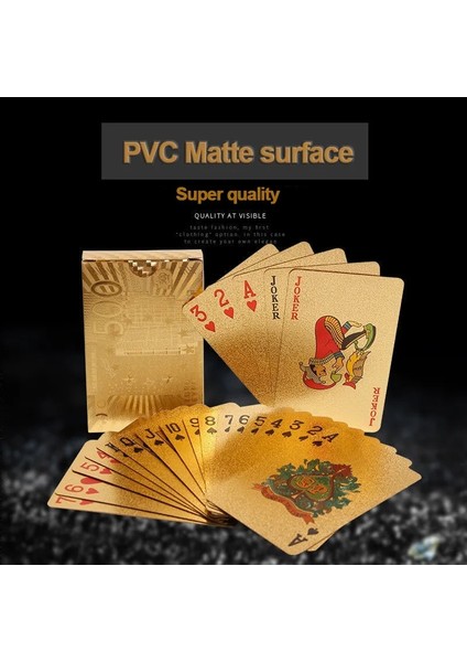 Black-Lattice Style Poker Cards Game 24K Gold Playing Cards Deck Gold Foil Magic Poker Set Pvc Plastic Magic Card Waterproof Cards Family Table Game (Yurt Dışından) fırsatları