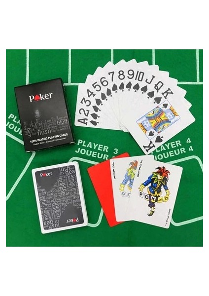 2 Siyah Stil 2 Takım Lot Yüksek Li Texas Hold'em Plastik Poker Kart Oyunları Su Geçirmez ve Donuk Lehçe Oyun Kartları Eğlence Masa Oyunu (Yurt Dışından)