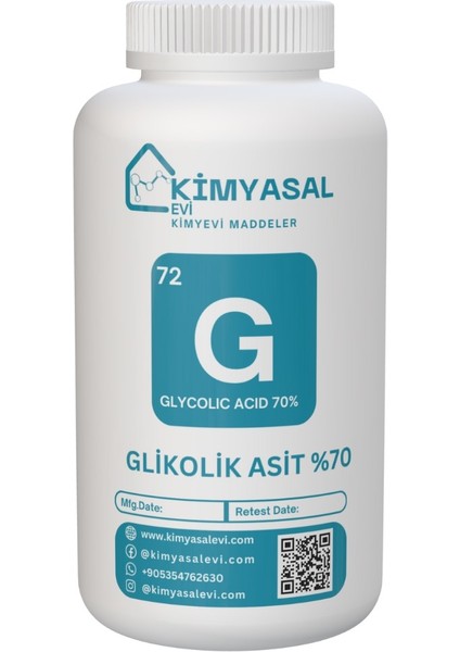 Kimyasal Evi 072 Glikolik Asit 70% - Glycolıc Acıd 70% 500 gr