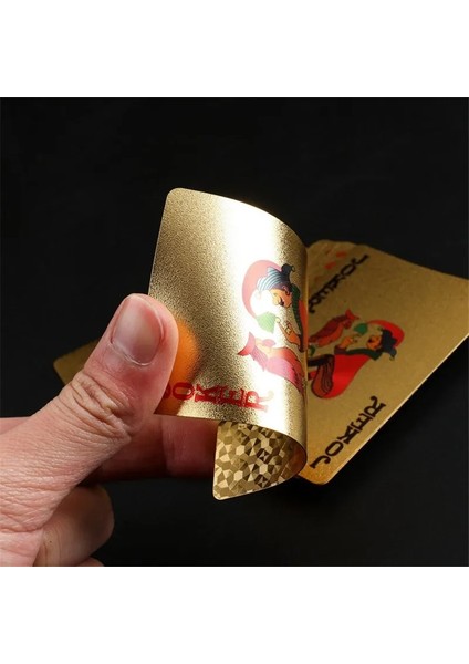 24K Altın Oyun Kartları Poker Oyun Destesi Altın Folyo Poker Seti Plastik Kart Su Geçirmez Kartlar Sihirli (Yurt Dışından)