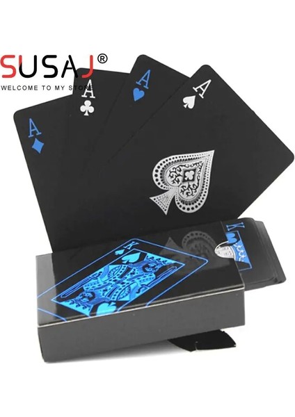Lacivert Tarzı Su Geçirmez Pvc Saf Kara Sihirli Kutu Dolu Plastik Oyun Kartları Seti Güverte Poker Klasik Sihirli Hileler Aracı (Yurt Dışından) indirimleri