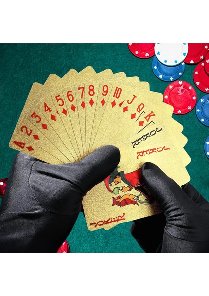 E Stili Su Geçirmez Altın Renkli Poker Oynayan Muhteşem Lüks Folyo Kaplama Ekose Oyun Kartları Güverte Sihirli Kart Partisi Plastik Parti (Yurt Dışından) fırsatları