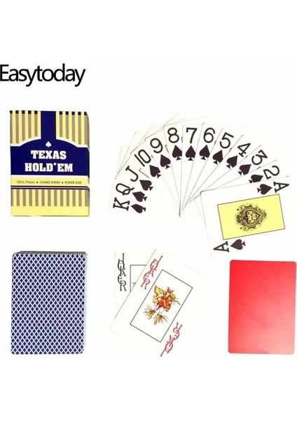 Kırmızı Stil Easytoday ve Pvc Oyun Kartları Kırmızı ve Mavi Bakara Texas Holdem Su Geçirmez Buzlanma Plastik Poker Oyunları 2.48*3.46 Inç (Yurt Dışından) modelleri