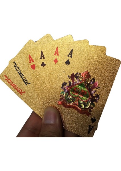 Mini Tarz New Golden Playing Cards Game Luxury Gold Foil Poker Set Plastic Foil Poker Durable Waterproof Cards Gift Collection Table Games (Yurt Dışından)