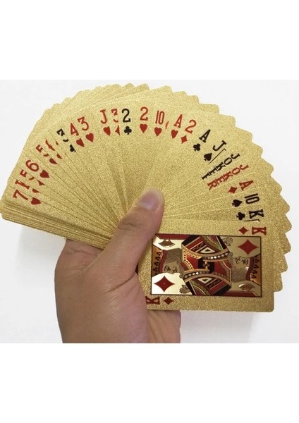 Altın Folyo Kaplama Poker Plastik Poker Oyun Kartları Su Geçirmez Kartlar Altın Oyun Kartı Seti Kumar Tahta Oyunu Özel Hediye (Yurt Dışından)