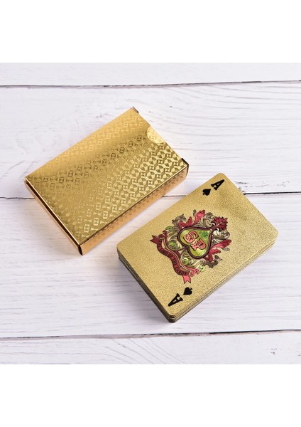 Altın Tarzı Sıcak Moda Su Geçirmez Altın Renk Poker Kartları Muhteşem Lüks Folyo Kaplama Ekose Oyun Kartları Güverte Sihirli Kart Parti Oyunları (Yurt Dışından)